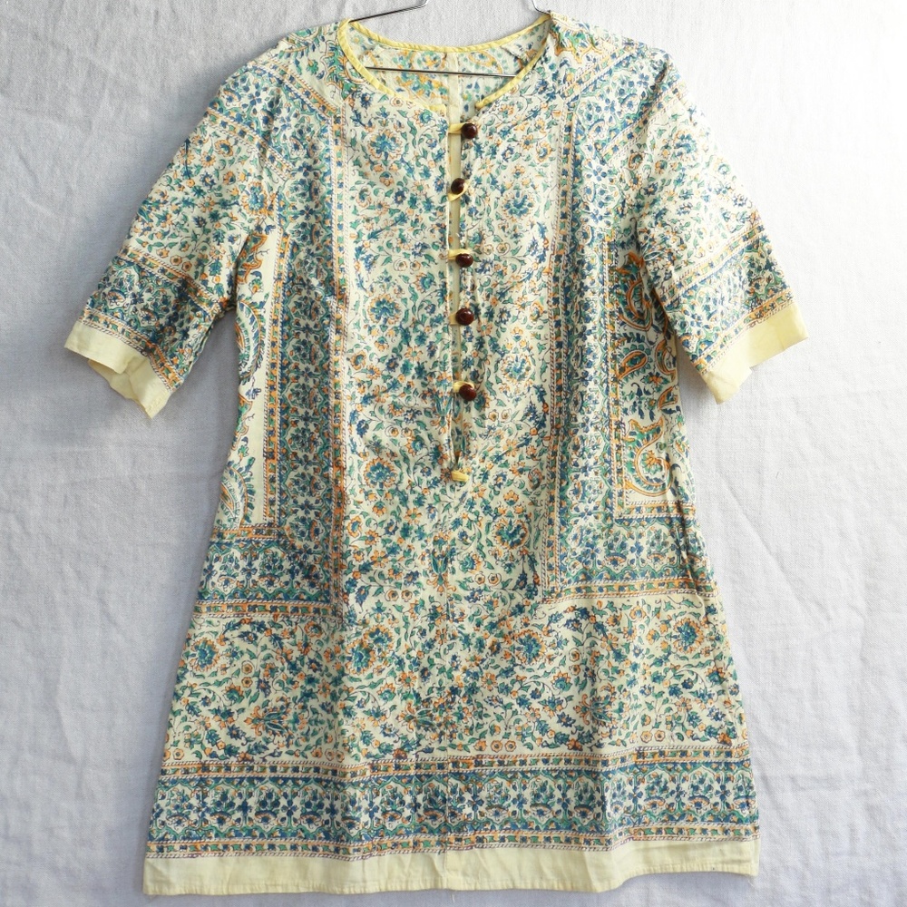 Boho, California -Style, block print fabric dress